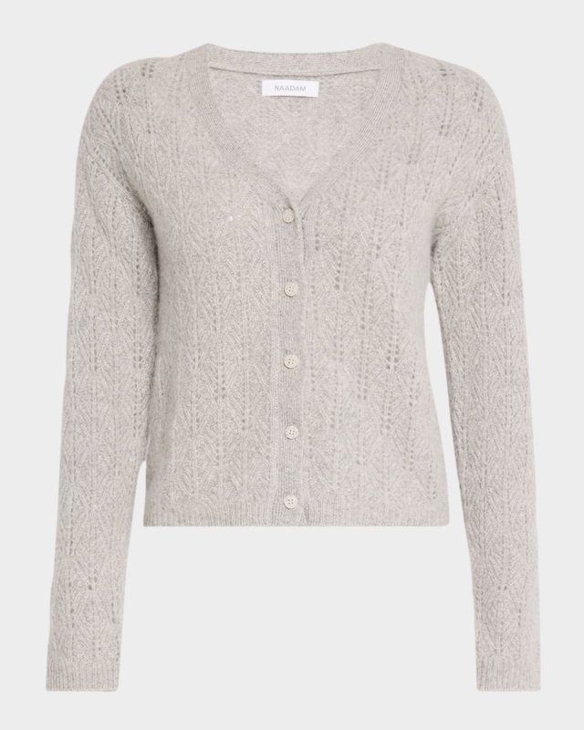 Cashmere Pointelle-Knit Cardigan